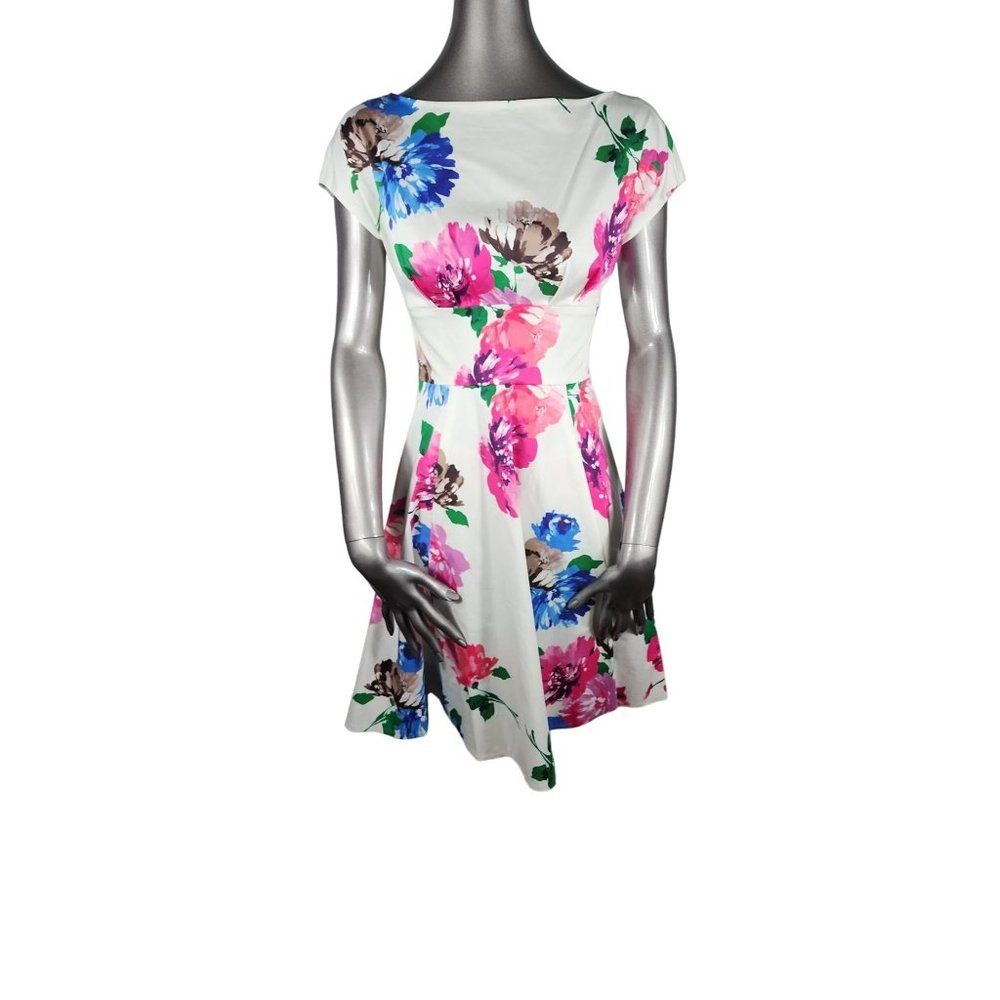 Kate Spade NWT Floral Dress White Blooms Fit and Flare Pink 0 - Picture 5 of 10